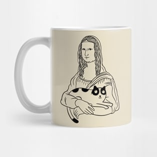 Cat and mona lisa Mug